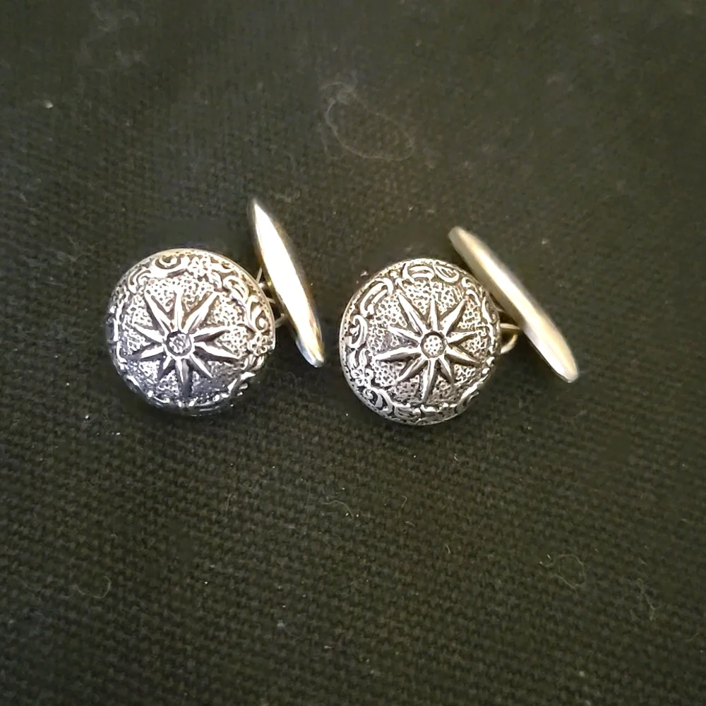 Vintage silver sun, star cuff links